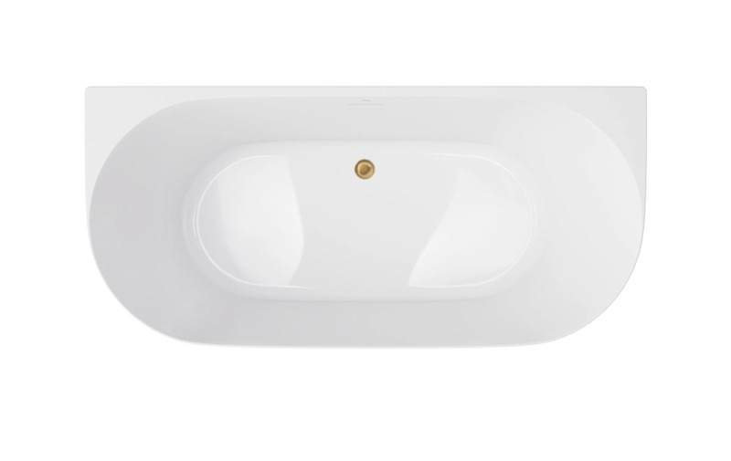 Corsan Mono V029 Slim wanna wolnostojąca przyścienna 160x75 biała + syfon złoty szczotkowany V029LSBGL