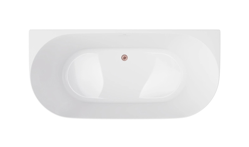 Corsan Mono V029 Slim wanna wolnostojąca przyścienna 160x75 biała + syfon miedź szczotkowana V029LSBRG