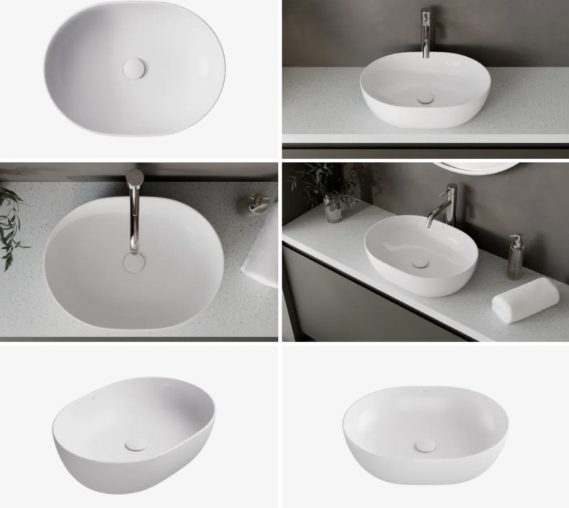 Besco Moya umywalka nablatowa 48,5x35 cm ceramika CeraLine biały UNC-49-MOB