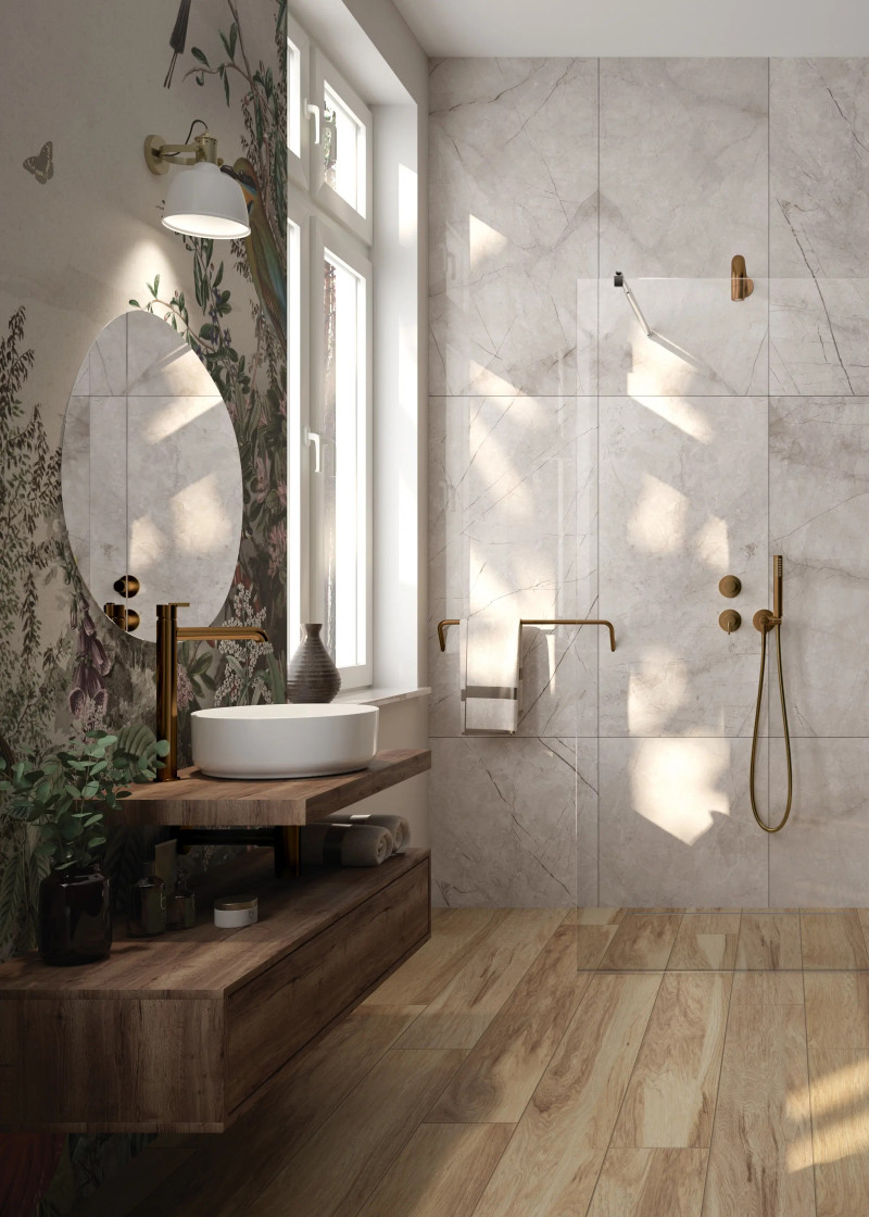 Deante Silia bateria umywalkowa wysoka brąz szczotkowany BQS_C20K