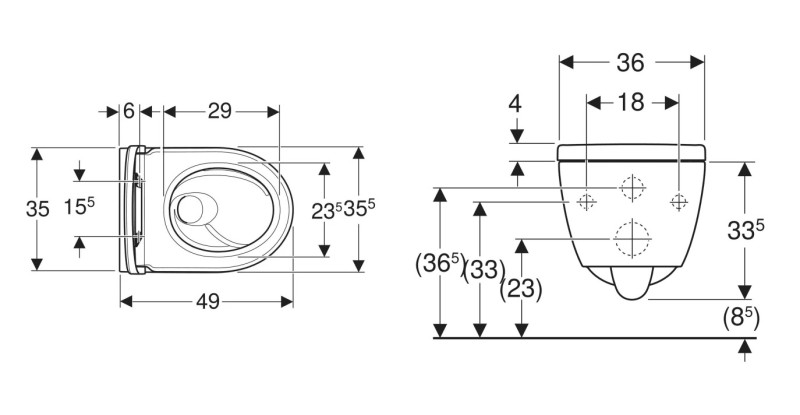 Geberit iCon TurboFlush muszla WC wisząca 49 cm + deska wolnoopadająca biały połysk 503.048.00.8