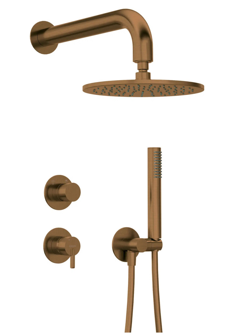 Deante Silia zestaw prysznicowy podtynkowy z deszczownicą brąz szczotkowany NQS_C9YK