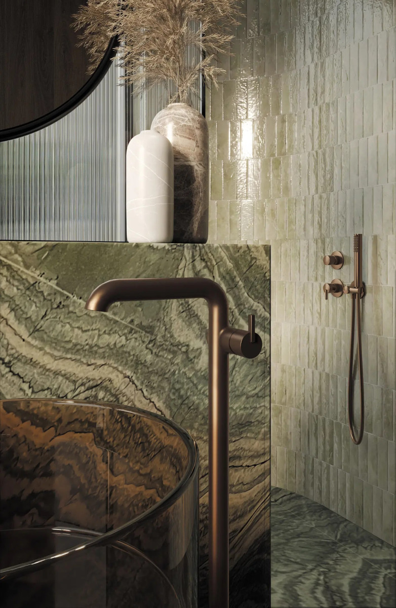 Deante Silia zestaw prysznicowy podtynkowy z deszczownicą brąz szczotkowany NQS_C9YK