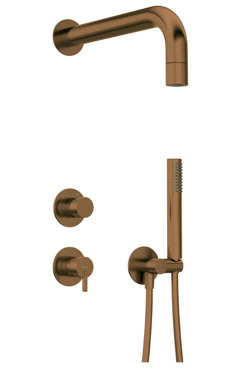 Deante Silia zestaw prysznicowy podtynkowy z deszczownicą brąz szczotkowany NQS_C9XK