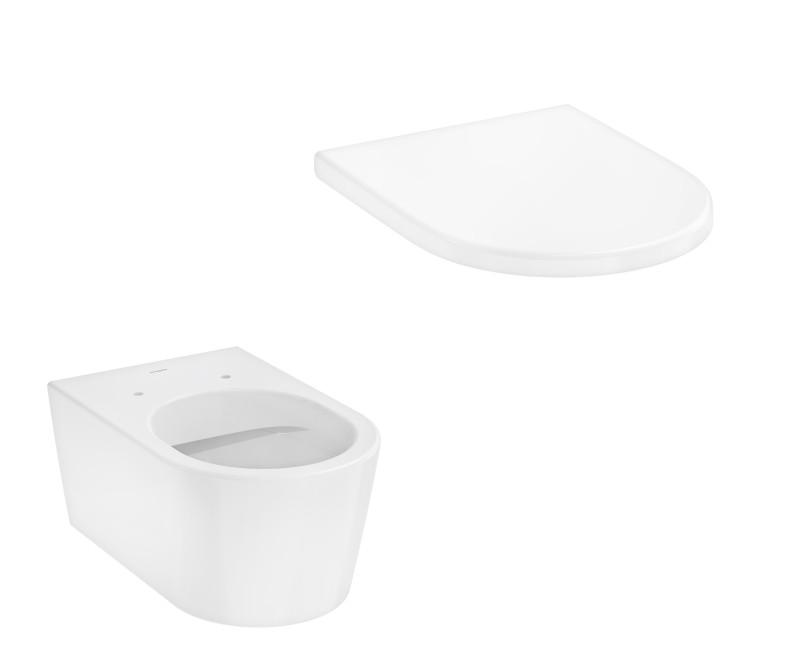 Hansgrohe EluPura S muszla wisząca WC 540 bezkołnierzowa AquaFall Flush + deska wolnoopadająca 60193450 + 60112450