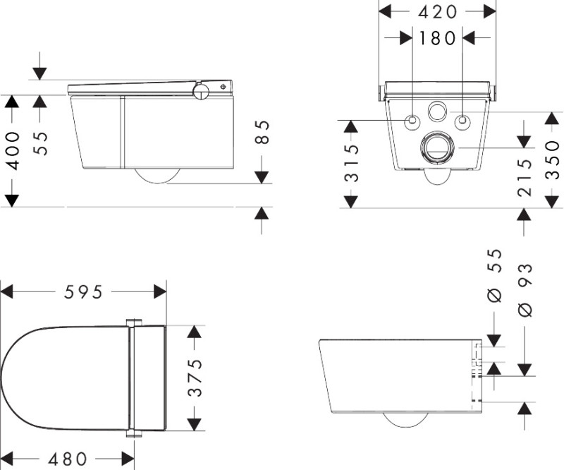 Hansgrohe LavaPura Element S Miska wisząca WC z funkcją bidetu AquaHelix Flush, SmartClean, HygieneEffect 63021450