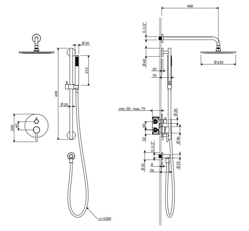 Omnires Y kompletny system podtynkowy złoty szczotkowany SYSY47GLB