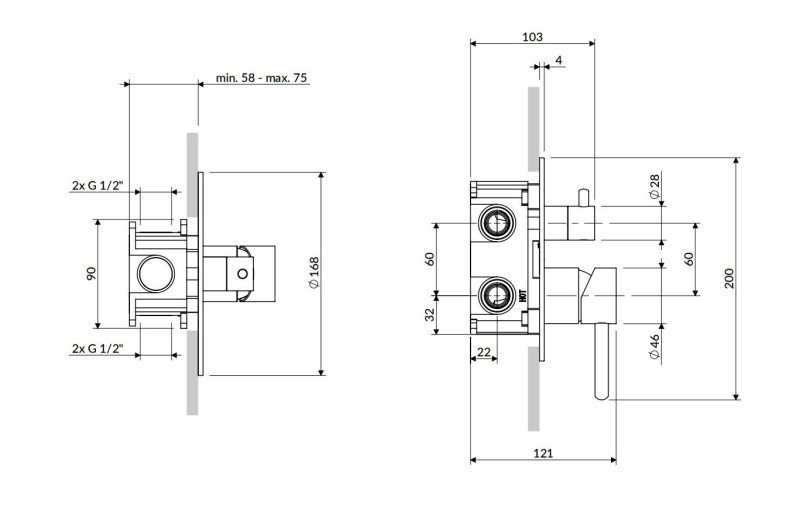 Omnires Y element natynkowy baterii prysznicowo-wannowej podtynkowej złoty połysk Y1247ROGL