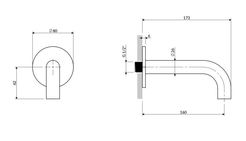 Omnires wylewka wannowa ścienna czarny WDY-SBL