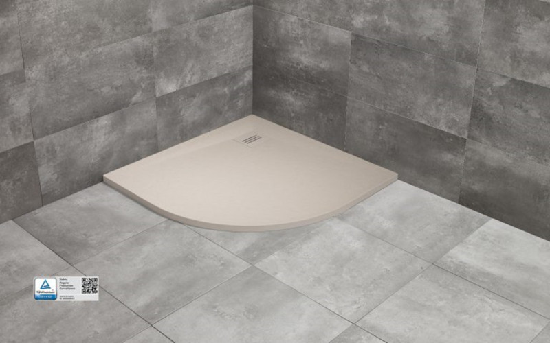 Radaway Kyntos A Stone brodzik półokrągły płaski 90x90 cm konglomerat efekt kamienia kaszmirowy HKA9090-84