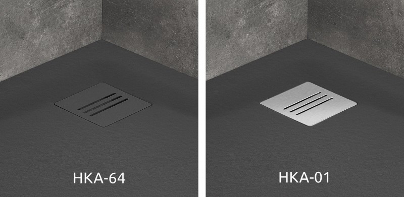 Radaway Kyntos PT Stone brodzik pentagonalny płaski 80x80 cm konglomerat efekt kamienia antracyt HKPT8080-64