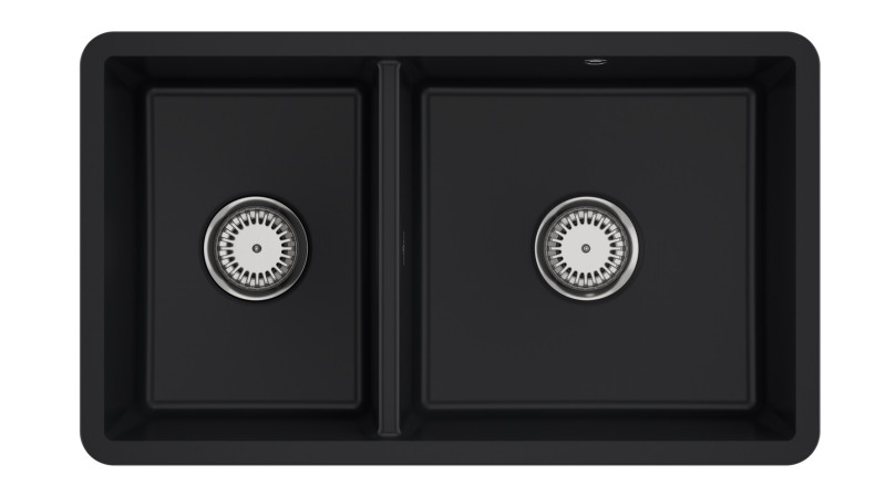 Villeroy&Boch Subway 80U zlewozmywak ceramiczny 2 komory podwieszane Pure Black 338801R7