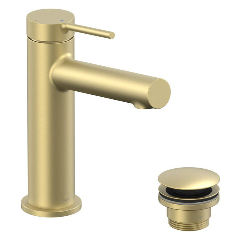 Vado Safari bateria umywalkowa z korkiem klik-klak mosiądz satynowy SAF-100/CC-SBR