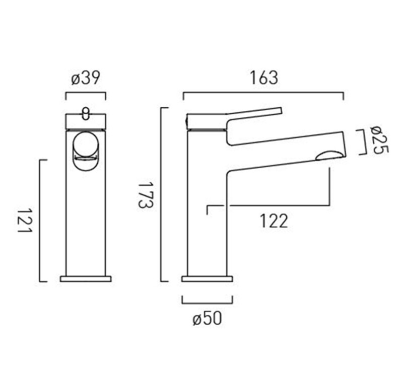 Vado Safari bateria umywalkowa bez korka mosiądz satynowy SAF-100/SB-SBR