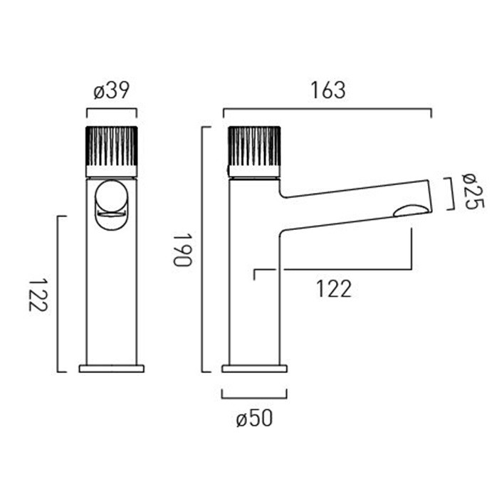 Vado Safari bateria umywalkowa bez korka mosiądz satynowy SAF-200/SB-SBR