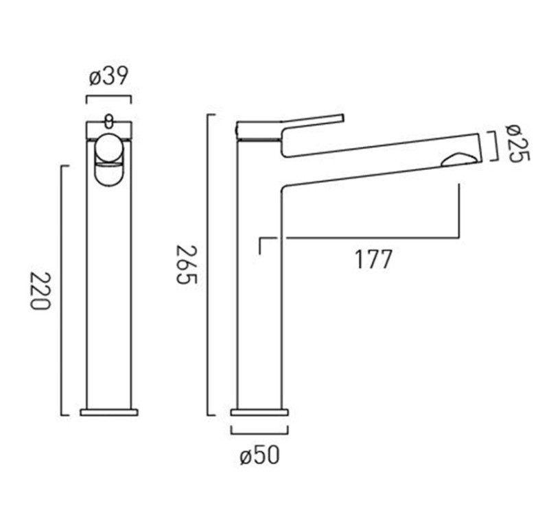 Vado Safari bateria umywalkowa wysoka mosiądz satynowy SAF-100E/SB-SBR