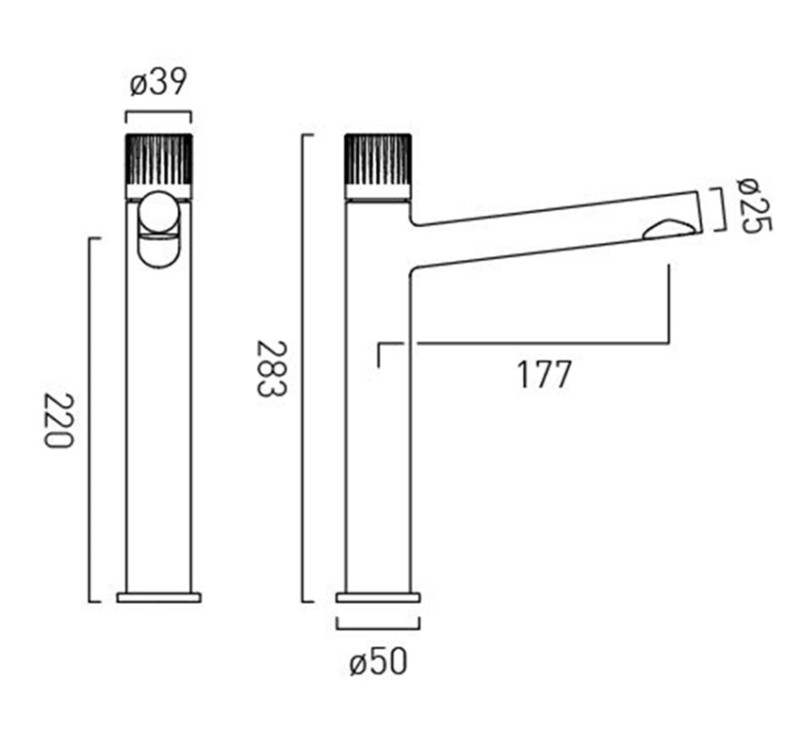 Vado Safari bateria umywalkowa wysoka mosiądz satynowy SAF-200E/SB-SBR