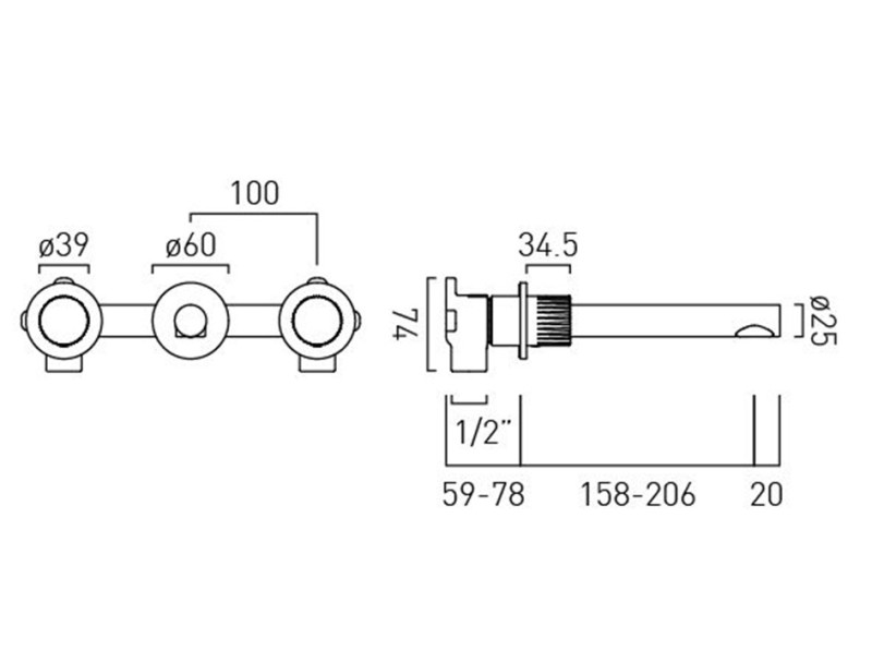 Vado Safari bateria umywalkowa  3-otworowa podtynkowa mosiądz satynowy SAF-209-SBR