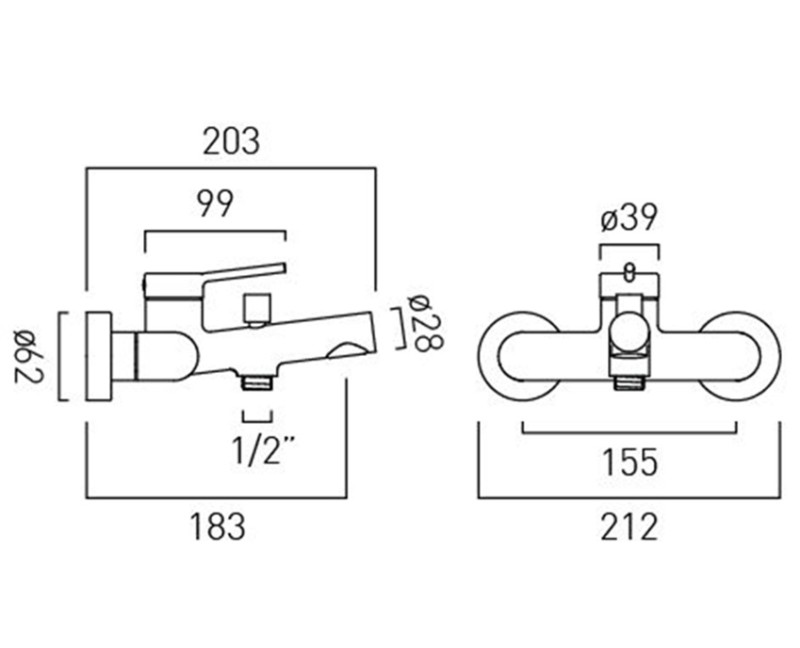 Vado Safari bateria wannowa ścienna mosiądz satynowy SAF-123-SBR