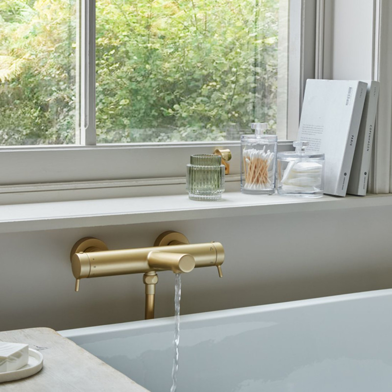 Vado Safari termostatyczna bateria wannowa ścienna mosiądz satynowy SAF-123T-SBR