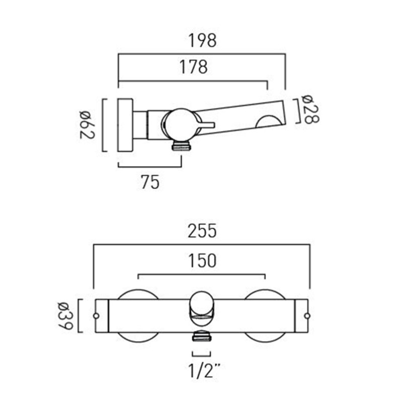 Vado Safari termostatyczna bateria wannowa ścienna mosiądz satynowy SAF-123T-SBR