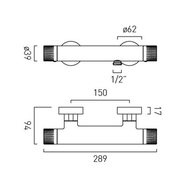 Vado Safari termostatyczna bateria prysznicowa ścienna mosiądz satynowy SAF-249T-SBR