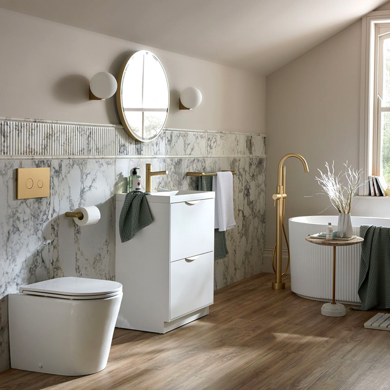 Vado Safari bateria wannowa wolnostojąca mosiądz satynowy SAF-133-SBR