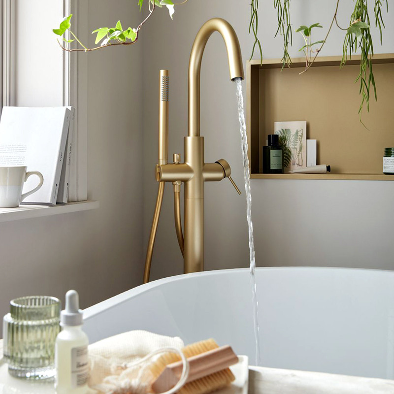 Vado Safari bateria wannowa wolnostojąca mosiądz satynowy SAF-133-SBR