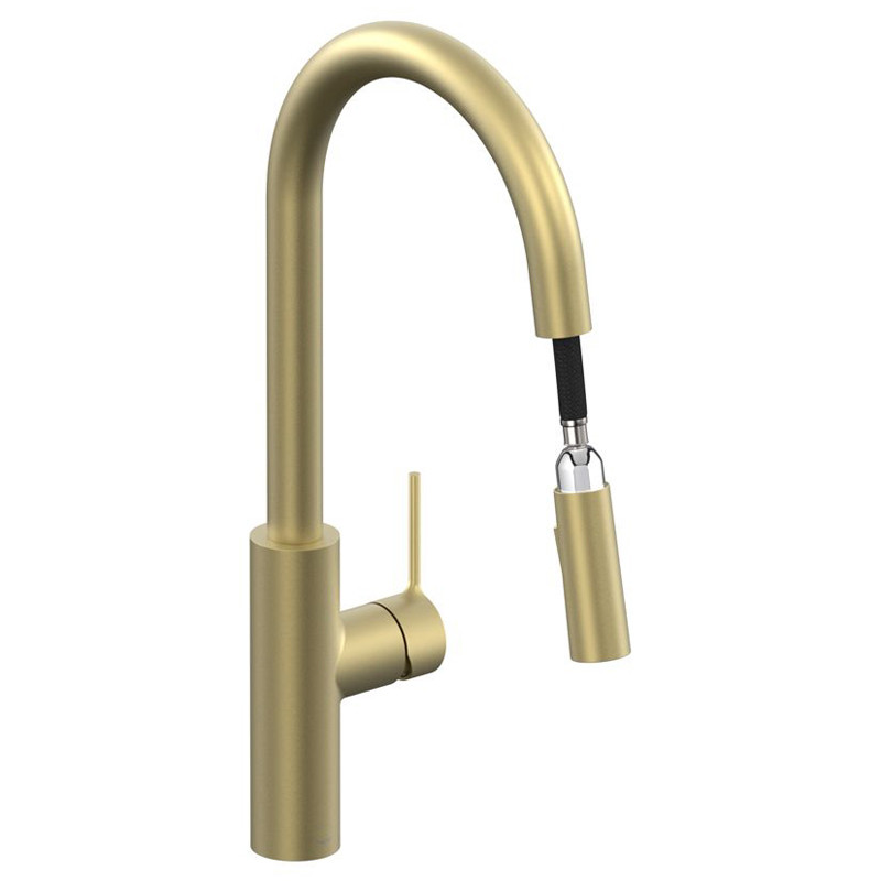 Vado Safari bateria kuchenna z obrotową i wyciąganą wylewką mosiądz satynowy SAF-150-SBR