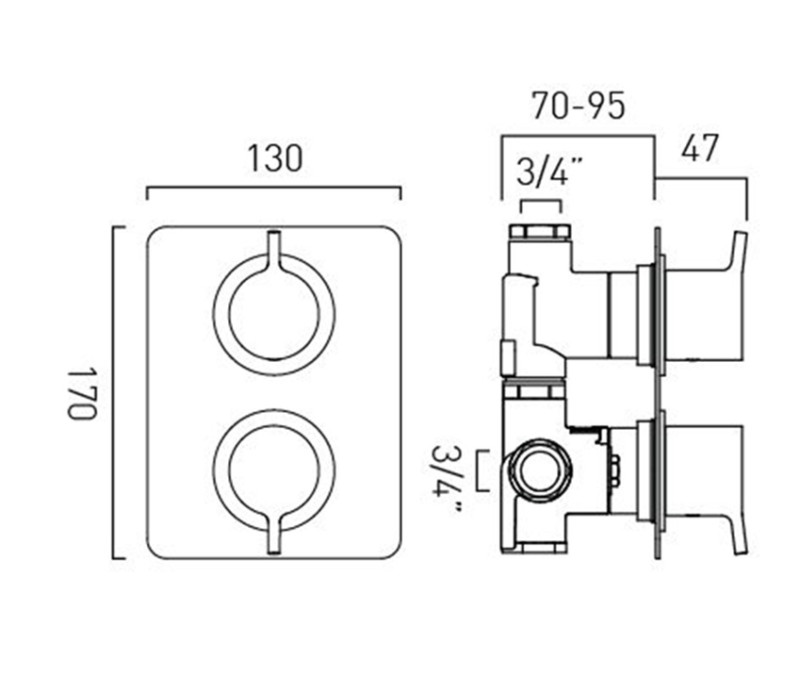Vado Safari termostatyczna bateria 1-drożna podtynkowa mosiądz satynowy SAF-148D-SBR