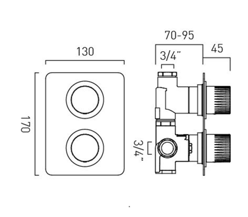 Vado Safari termostatyczna bateria 1-drożna podtynkowa mosiądz satynowy SAF-248D-SBR