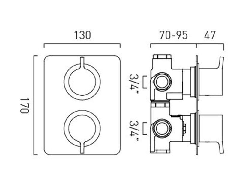 Vado Safari termostatyczna bateria 2-drożna podtynkowa mosiądz satynowy SAF-148D/2-SBR