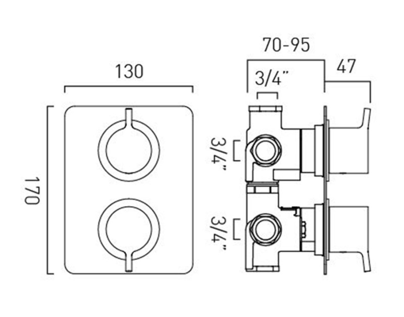 Vado Safari termostatyczna bateria 3-drożna podtynkowa mosiądz satynowy SAF-148D/3-SBR