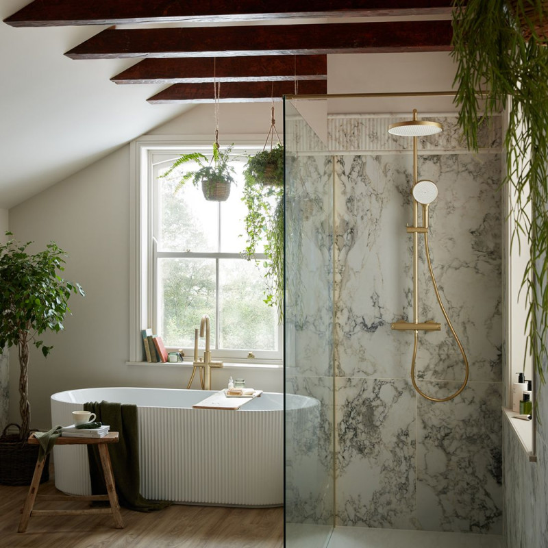 Vado Safari zestaw prysznicowy termostatyczny z deszczownicą mosiądz satynowy SAF-149T-RRK-SBR