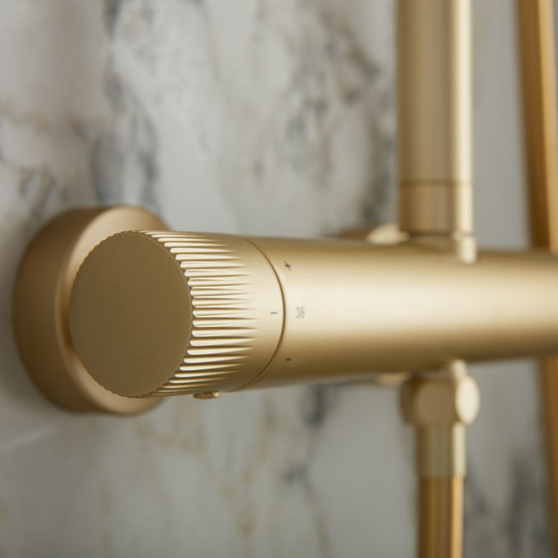 Vado Safari zestaw prysznicowy termostatyczny z deszczownicą mosiądz satynowy SAF-249T-RRK-SBR