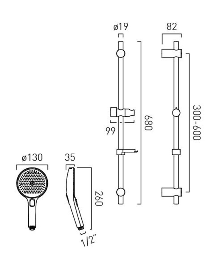 Vado Safari zestaw prysznicowy 4-funkcyjny z drążkiem mosiądz satynowy SAF-MFSRK-SBR