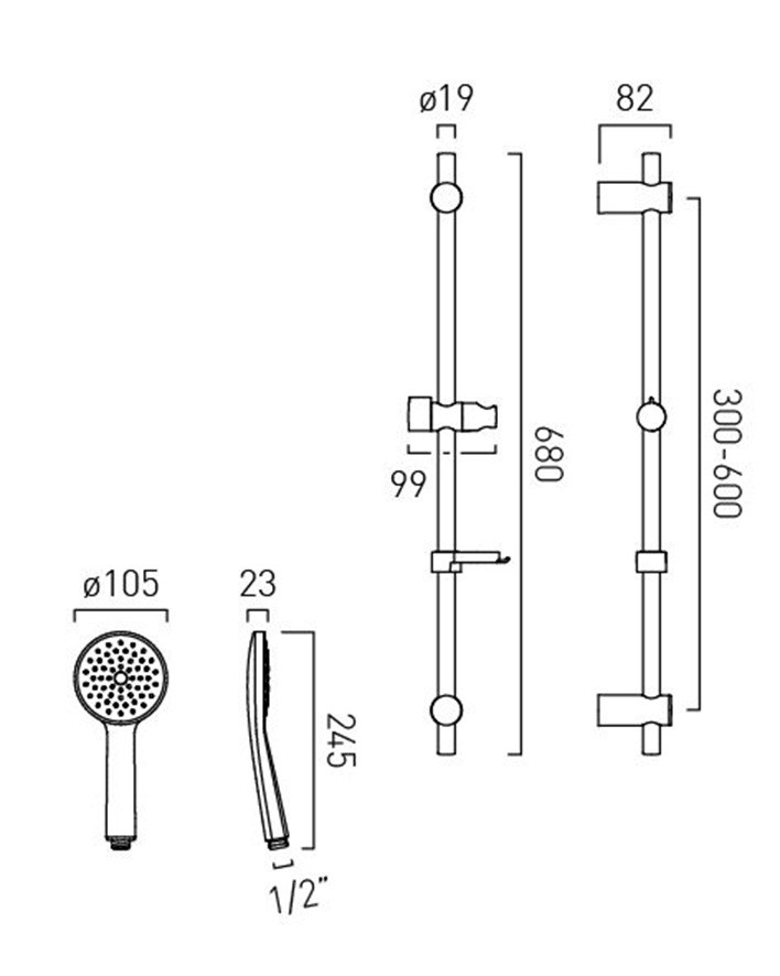 Vado Safari zestaw prysznicowy 1-funkcyjny z drążkiem mosiądz satynowy SAF-SFSRK-SBR