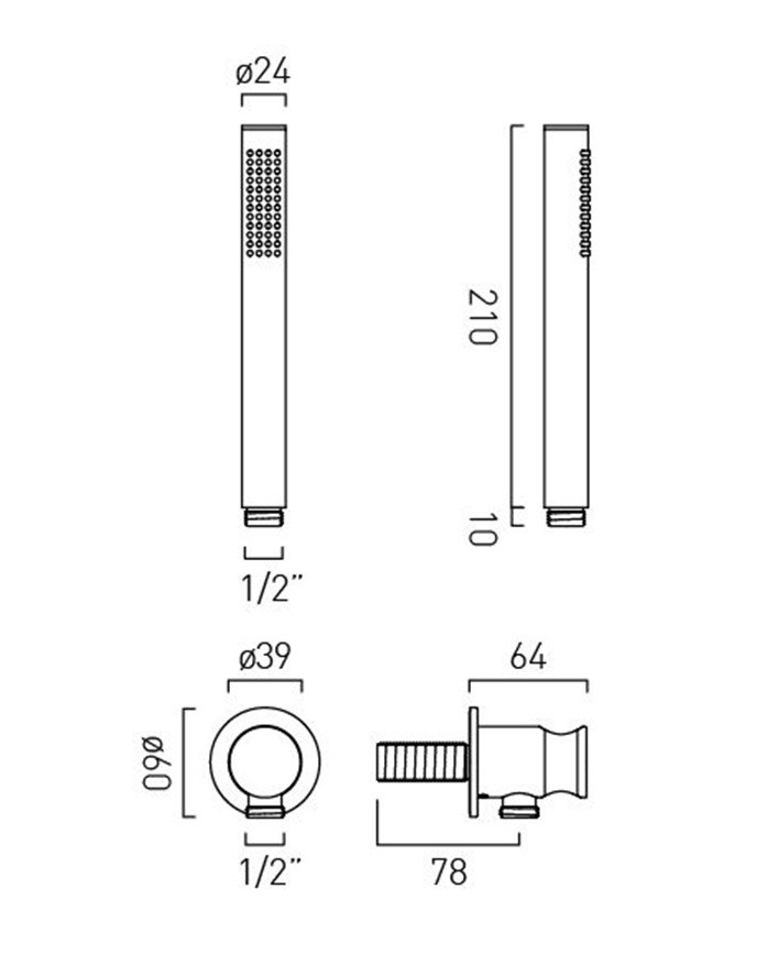 Vado Safari zestaw prysznicowy 1-funkcyjny z przyłączem kątowym mosiądz satynowy SAF-SFMKWO-SBR