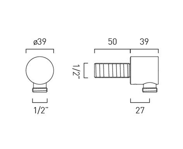 Vado Safari przyłącze kątowe węża prysznicowego mosiądz satynowy SAF-OUTLET-SBR