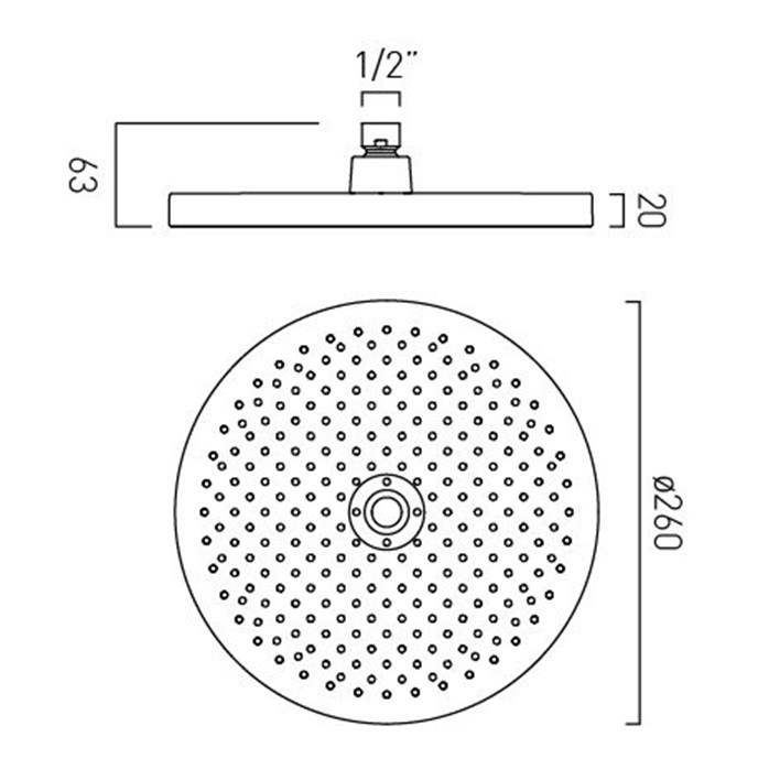 Vado Safari deszczownica okrągła 26x26 cm mosiądz satynowy SAF-HEAD-260-SBR