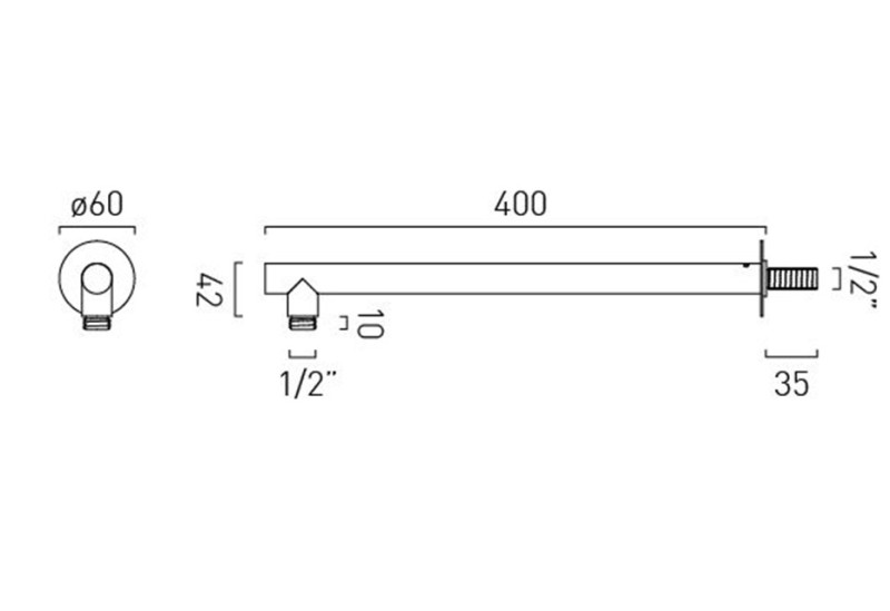 Vado Safari ramię prysznicowe ścienne 40 cm mosiądz satynowy SAF-EFSA-SBR