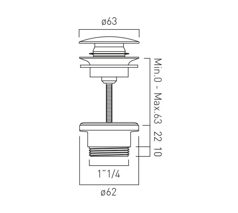 Vado Safari korek umywalkowy uniwersalny mosiądz satynowy WG-395-SBR