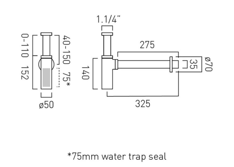 Vado Safari syfon umywalkowy ozdobny mosiądz satynowy WG-461/RO-SBR