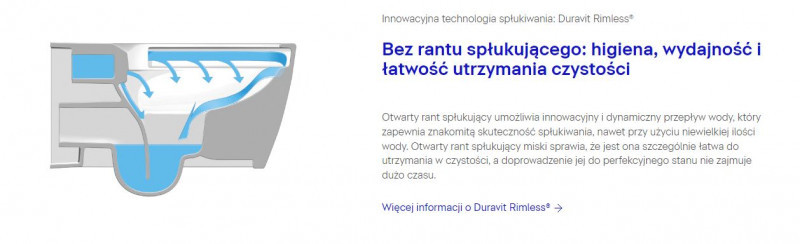 Duravit Me by Starck Rimless muszla wisząca DuraShield 48cm + deska wolnoopadająca 453009AAA1