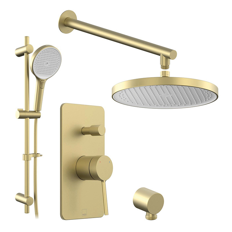Vado Safari zestaw prysznicowy podtynkowy z zestawem z drążkiem i deszczownicą mosiądz satynowy SAF-MSS-SR-SBR