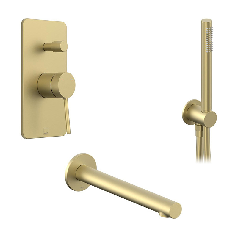 Vado Safari zestaw wannowy podtynkowy z zestawem punktowym i wylewką mosiądz satynowy SAF-MBS-BS-SBR