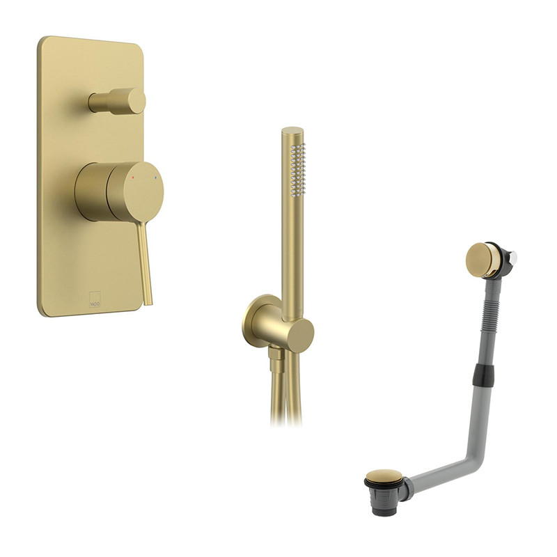 Vado Safari zestaw wannowy podtynkowy z napełnianiem przez przelew i zestawem punktowym mosiądz satynowy SAF-MBS-BF-SBR
