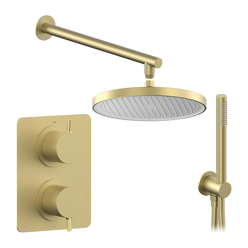 Vado Safari termostatyczny zestaw prysznicowy podtynkowy z zestawem punktowym i deszczownicą mosiądz satynowy SAF-TSS1-SH-SBR