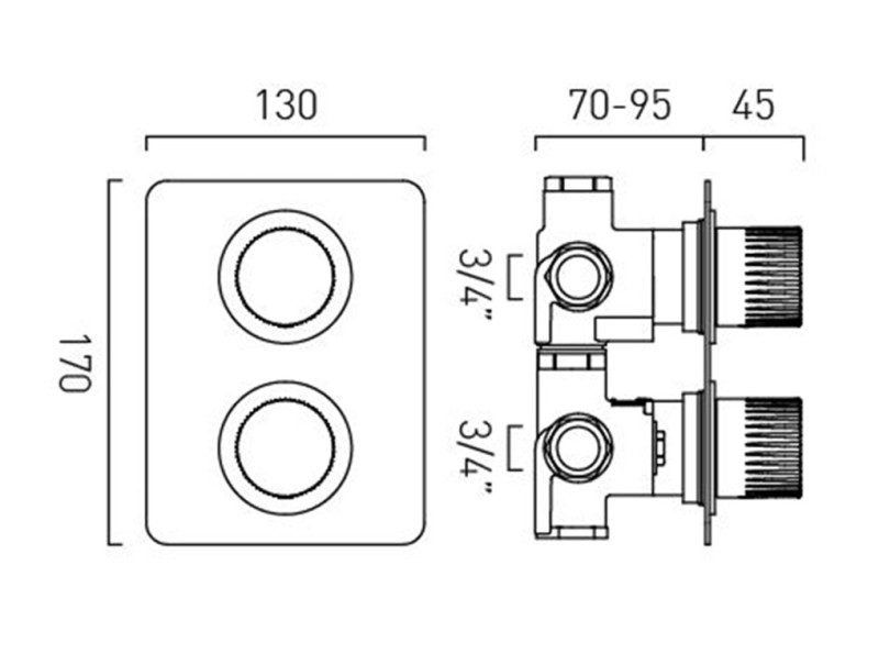 Vado Safari termostatyczny zestaw prysznicowy podtynkowy z zestawem punktowym i deszczownicą mosiądz satynowy SAF-TSS2-SH-SBR