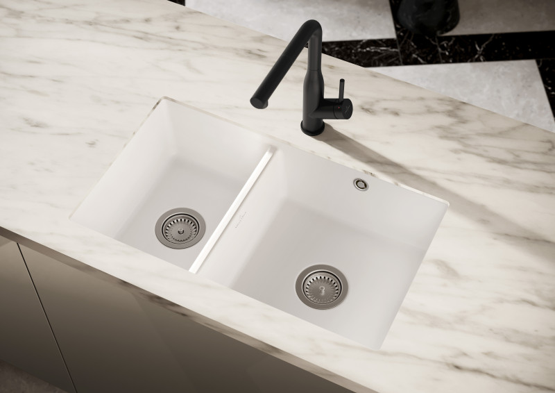 Villeroy&Boch Subway 80U zlewozmywak ceramiczny 2 komory podwieszane Weiss Alpin Ceramicplus 338801R1